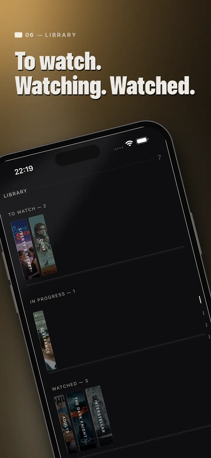 Library — To watch. Watching. Watched.
