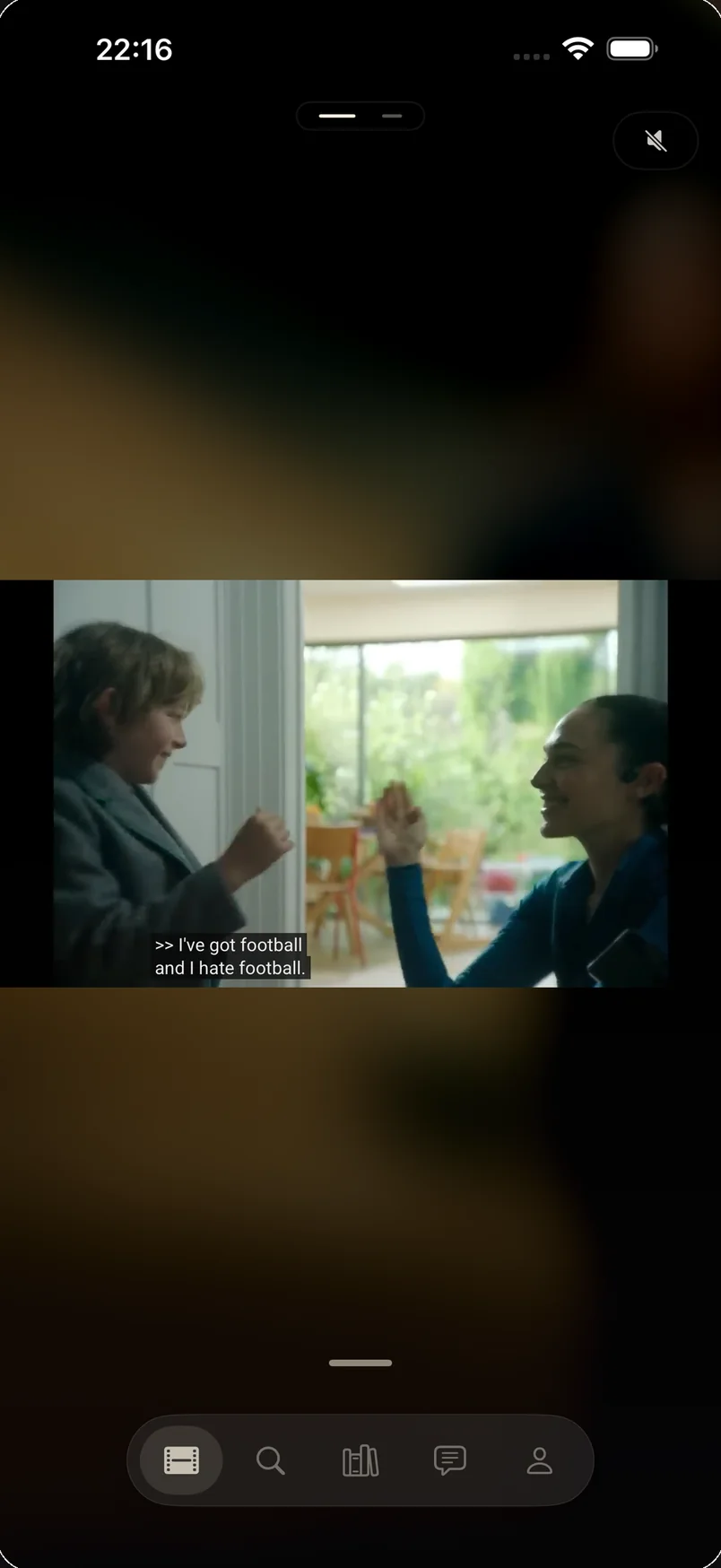 CUT's Discover screen: a trailer playing, alone on a black background